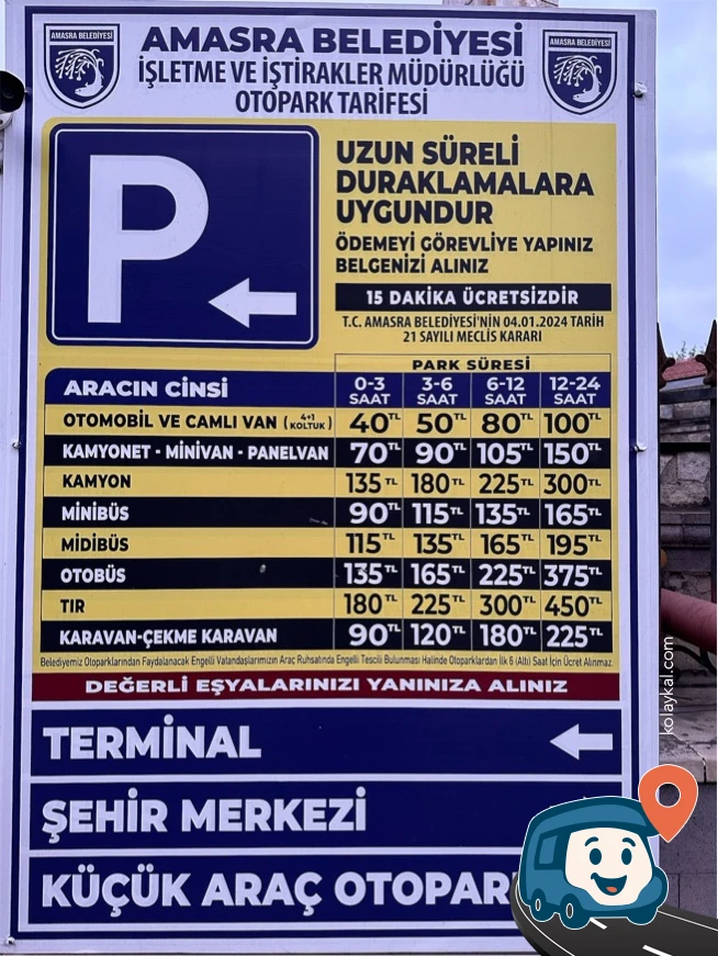 Amasra Otobüs Terminali Otoparkı - Bartın